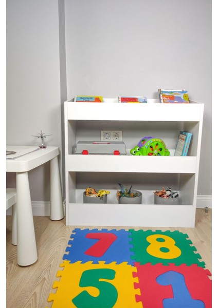 Floransa Bebek - Çocuk Odası Çok Amaçlı Bölmeli Oyuncak Dolap, Kitaplık, Mutfak Dolabı