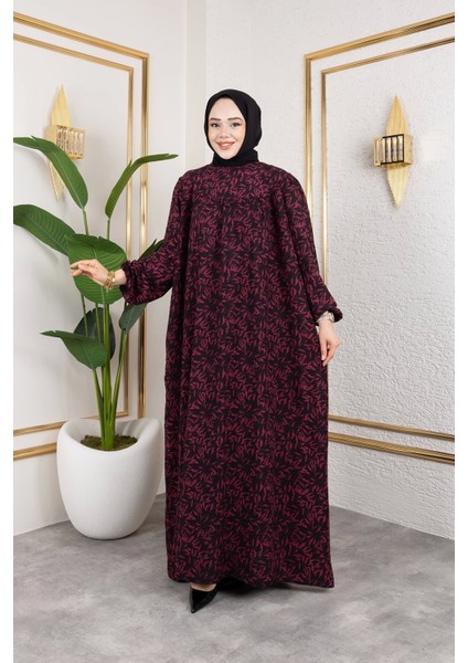 Robalı Desenli Viskon Elbise - Gri / E0126