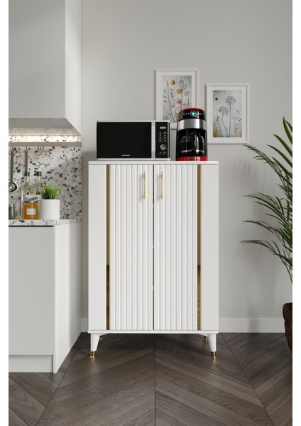 Lyra Metal Kulp Çok Amaçlı Dolap Mutfak Balkon Kiler Banyo Ayakkabılık Dolabı Beyaz Gold modelleri