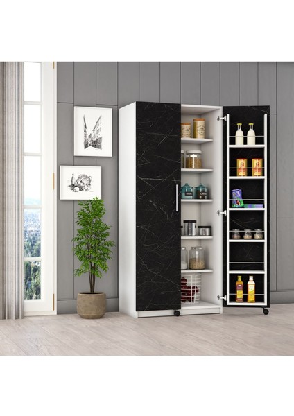 Mutfak Kiler Dolabı Beyaz & Royal Mermer Mk-04