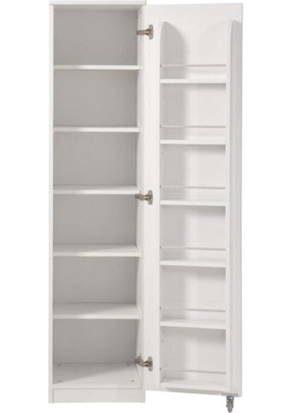 Beyaz Çok Amaçlı 90 Derece Açılabilir Tek Kapaklı Kiler Mutfak Dolabı