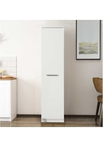 Beyaz Çok Amaçlı 90 Derece Açılabilir Tek Kapaklı Kiler Mutfak Dolabı fiyatları