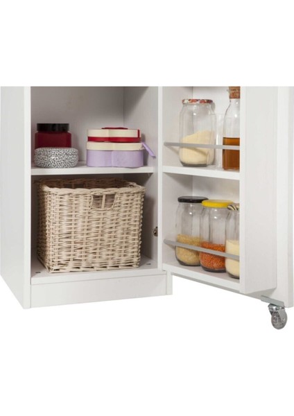 Beyaz Çok Amaçlı 90 Derece Açılabilir Tek Kapaklı Kiler Mutfak Dolabı fırsatları