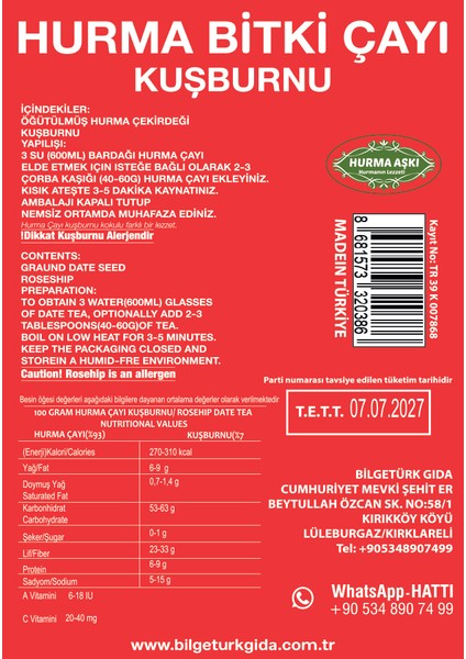 Hurma Çayı Kuşburnu 200 gr