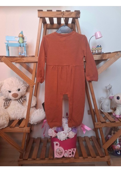 Ayıcık Düğme Detaylı Unisex Bebek Tulum