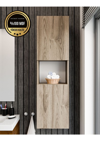 Lisa Bölmeli, Kapaklı ve Duvara Monteli Banyo Dolabı Çok Amaçlı Dolap