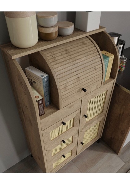 Astana 9 Bölmeli Meşe Kuru Bakliyat Saklama Dolabı Ekmeklik modelleri