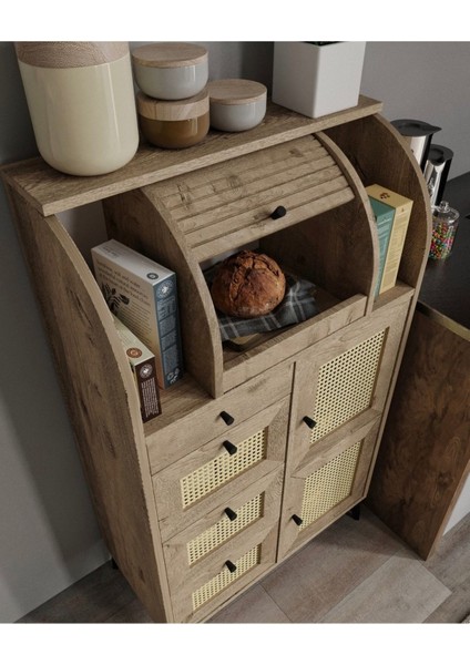 Astana 9 Bölmeli Meşe Kuru Bakliyat Saklama Dolabı Ekmeklik fırsatları