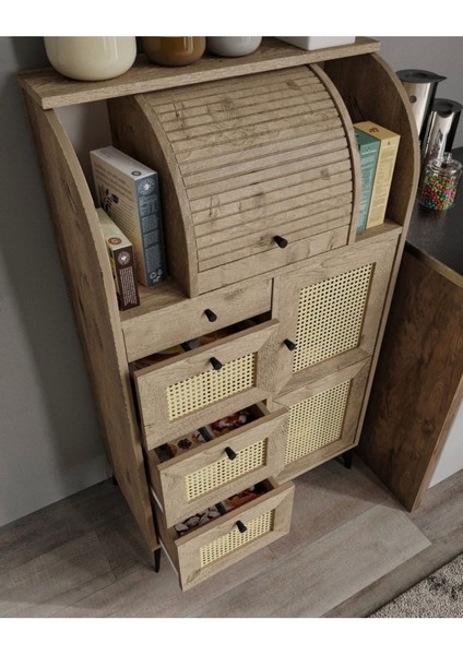 Astana 9 Bölmeli Meşe Kuru Bakliyat Saklama Dolabı Ekmeklik indirimleri