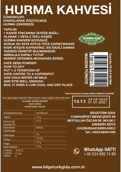 Hurma Kahvesi 200GRX3=600GR