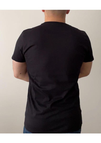 Siyah Erkek T-Shirt Bisiklet Yaka, Premium Kumaş, Minimalist Stil fiyatları