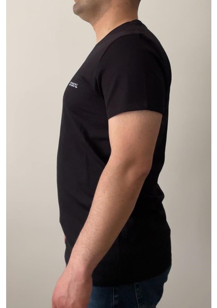 Siyah Erkek T-Shirt Bisiklet Yaka, Premium Kumaş, Minimalist Stil fırsatları