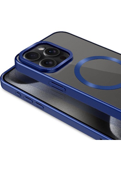 Apple iPhone 15 Pro Uyumlu Mat Tasarımlı Magsafe Wireless Şarj Özellikli Ardx Mat Setro Kapak-Titanyum