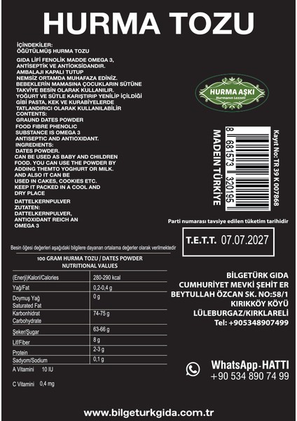 Hurma Tozu 250 gr x 3