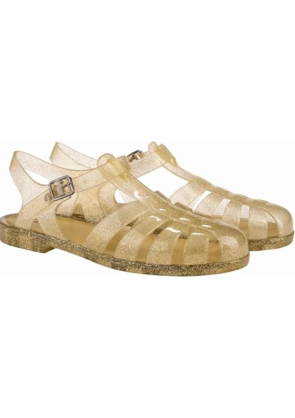 S10262 Biarritz Glitter Kadın Sandalet Simli Altın