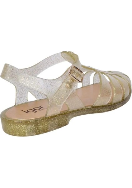 S10262 Biarritz Glitter Kadın Sandalet Simli Altın