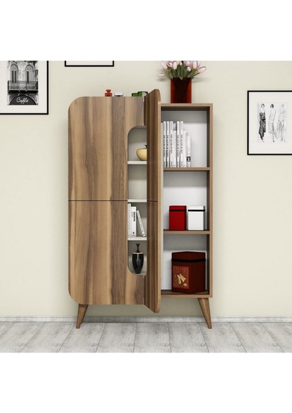 Mine Çok Amaçlı Dolap - Kitaplık - Ceviz / Krem modelleri