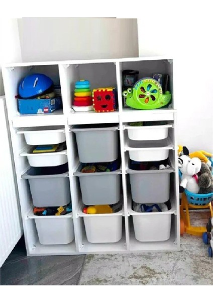 Kitaplıklı Oyuncak Saklama Dolabı Kit-Batu3 (Mdf)