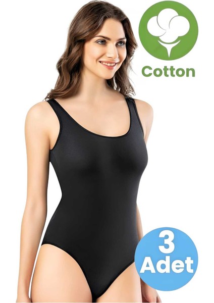 Kadın 3'lü Kalın Askılı Pamuklu Çıtçıtlı Body fiyatları