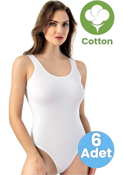 Kadın 6'lı Kalın Askılı Pamuklu Çıtçıtlı Body indirimleri