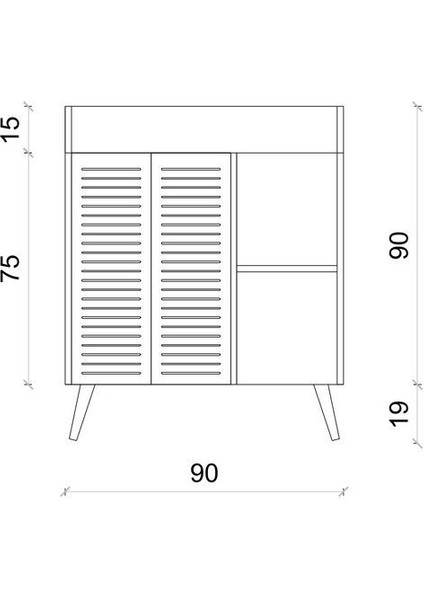 Magnetar Gri Mdf Kiler Dolabı Ahşap Ayaklı Panjur Kapaklı-Raflı