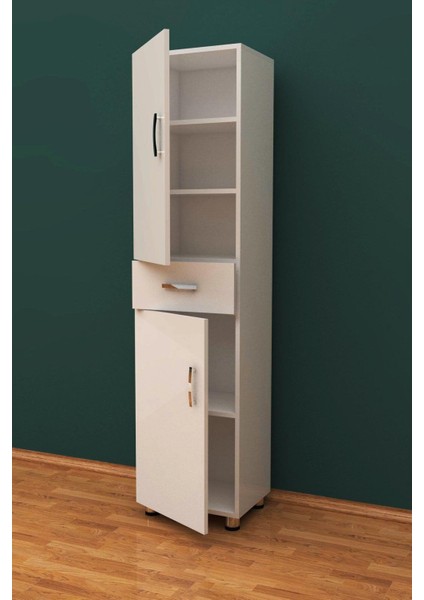 Iki Kapaklı Çekmeceli Çok Amaçlı Dolap 45X37X190 H cm