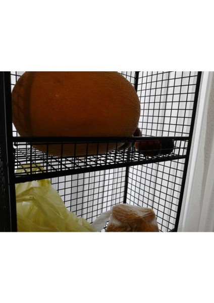 Siyah Çok Amaçlı 3 Gözlü Sebzelik ve Meyvelik Grid Kafes Metal Tel Raf modelleri