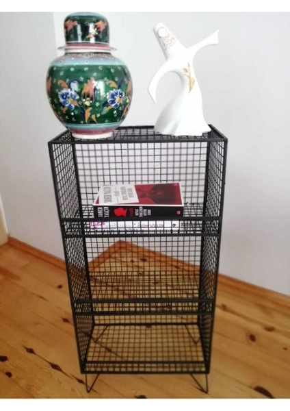 Siyah Çok Amaçlı 3 Gözlü Sebzelik ve Meyvelik Grid Kafes Metal Tel Raf fırsatları