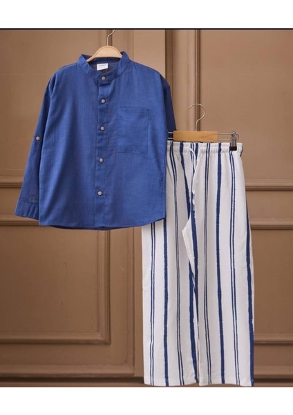 Gömlekli Çizgili Pantolonlu Erkek Çocuk Takım fiyatları