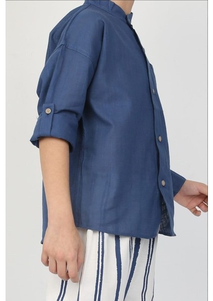 Gömlekli Çizgili Pantolonlu Erkek Çocuk Takım modelleri