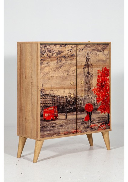 Ricky Londra / 4 Raflı 4 Kapaklı Çok Amaçlı Mutfak Dolabı Banyo Dolabı Çok Amaçlı Dolap