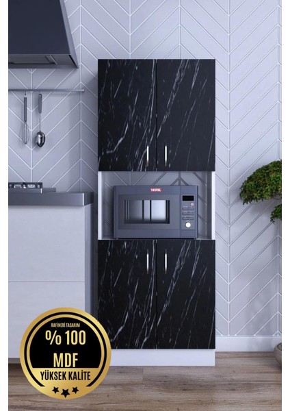 Rafineri Roma Çok Amaçlı Dolap Kapaklı Bölmeli Mikrodalga Fırın Mutfak Balkon Banyo Mdf
