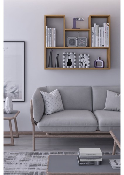 Duvara Monte 5 Bölmeli Raflı Modern Kitaplık Raf modelleri
