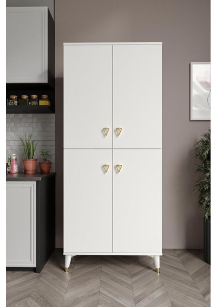 Simple SP4190 Çok Amaçlı Dolap 4 Kapaklı Mutfak Dolabı Balkon Dolabı Kiler Banyo Dolabı Ayakkabıl