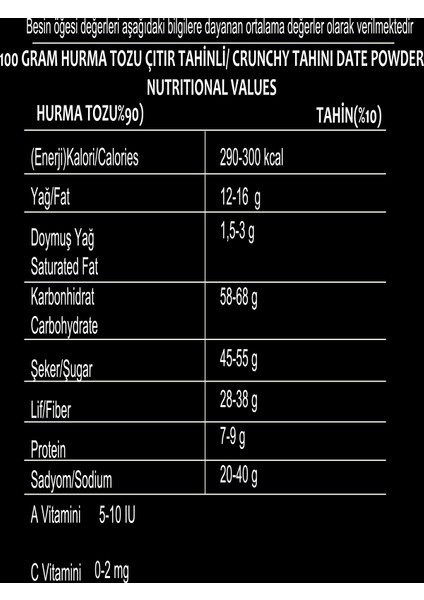 Hurma Tozu Çıtır Tahinli 150 gr x 3