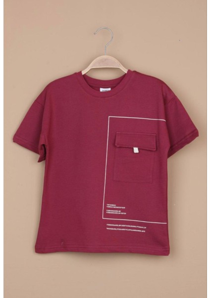 Bisiklet Yaka Önü Cep Detaylı Erkek Çocuk T-Shirt