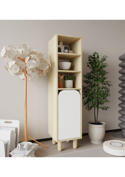 Parma 1 Kapaklı Mutfak Dolap, Kahve Köşesi, Çok Amaçlı Dolap Safir Meşe-Beyaz fiyatları