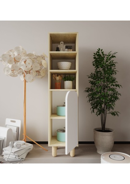 Parma 1 Kapaklı Mutfak Dolap, Kahve Köşesi, Çok Amaçlı Dolap Safir Meşe-Beyaz modelleri