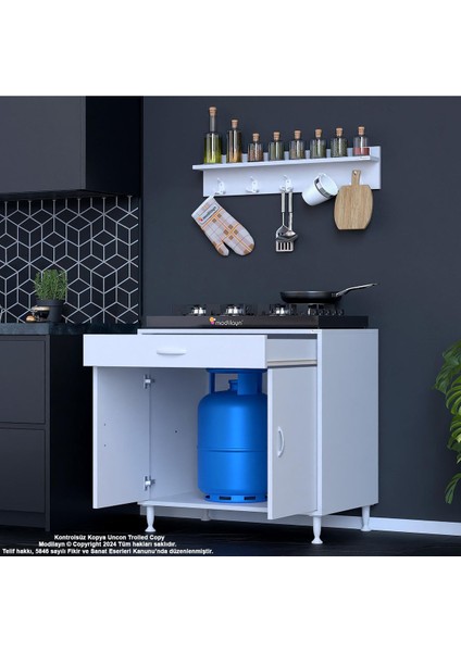 Birce Xxxl-80 x 87 x 48 cm Tüp Bölmeli Set Ocak Altı Dolap ve Baharat Rafı fırsatları