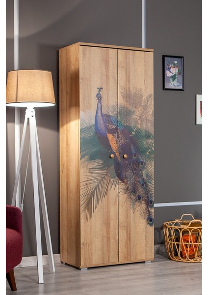 Nora Bird / 5 Raflı 2 Kapaklı Çok Amaçlı Mutfak Dolabı Banyo Dolabı Çok Amaçlı Dolap