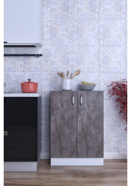 Masal Çok Amaçlı Dolap 2 Raflı 2 Kapaklı Mutfak Balkon Banyo MOKAS1002