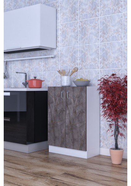 Masal Çok Amaçlı Dolap 2 Raflı 2 Kapaklı Mutfak Balkon Banyo MOKAS1002