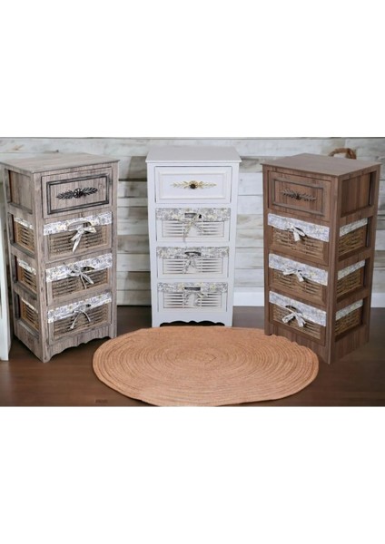 Ahşap Dolap 4 Çekmeceli Rustik fırsatları