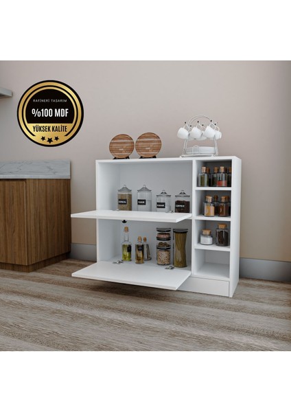Alya Kahve Köşesi Dolabı Çok Amaçlı Dolap Mdf