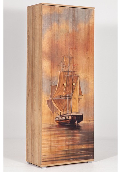 Nora Okyanus / 5 Raflı 2 Kapaklı Çok Amaçlı Mutfak Dolabı Banyo Dolabı Çok Amaçlı Dolap