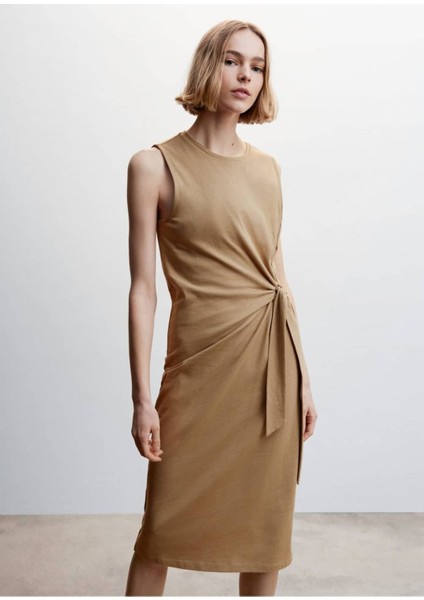 Fiyonklu Cut-Out Detaylı Elbise