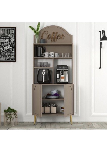 Lyon Kahve Köşesi Çok Amaçlı Dolap 80CM - Atlas / Altın