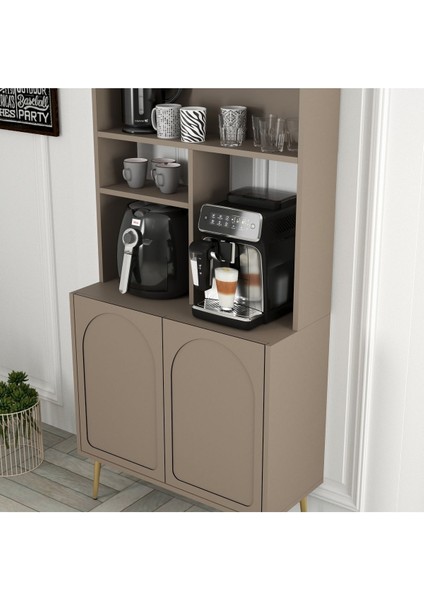 Lyon Kahve Köşesi Çok Amaçlı Dolap 80CM - Atlas / Altın
