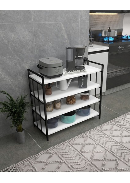 Mutfak Dolabı Raflı Kiler Dolabı Çok Amaçlı Düzenleyici Ayakkabılık Kahve Köşesi Mdf 118 cm