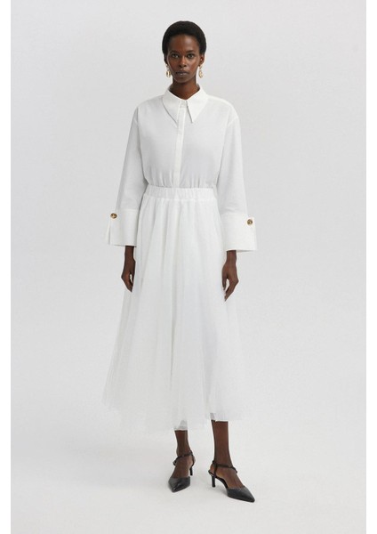 Kabarık Tül Etek Beyaz